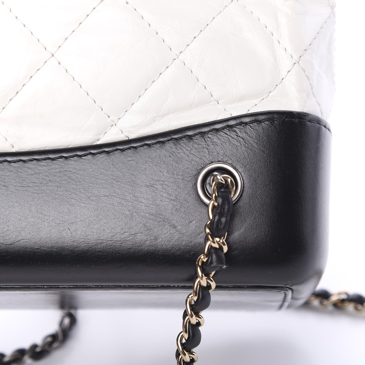 Chanel Aged Calfskin Quilted Small Gabrielle Backpack Black White 12 of 13