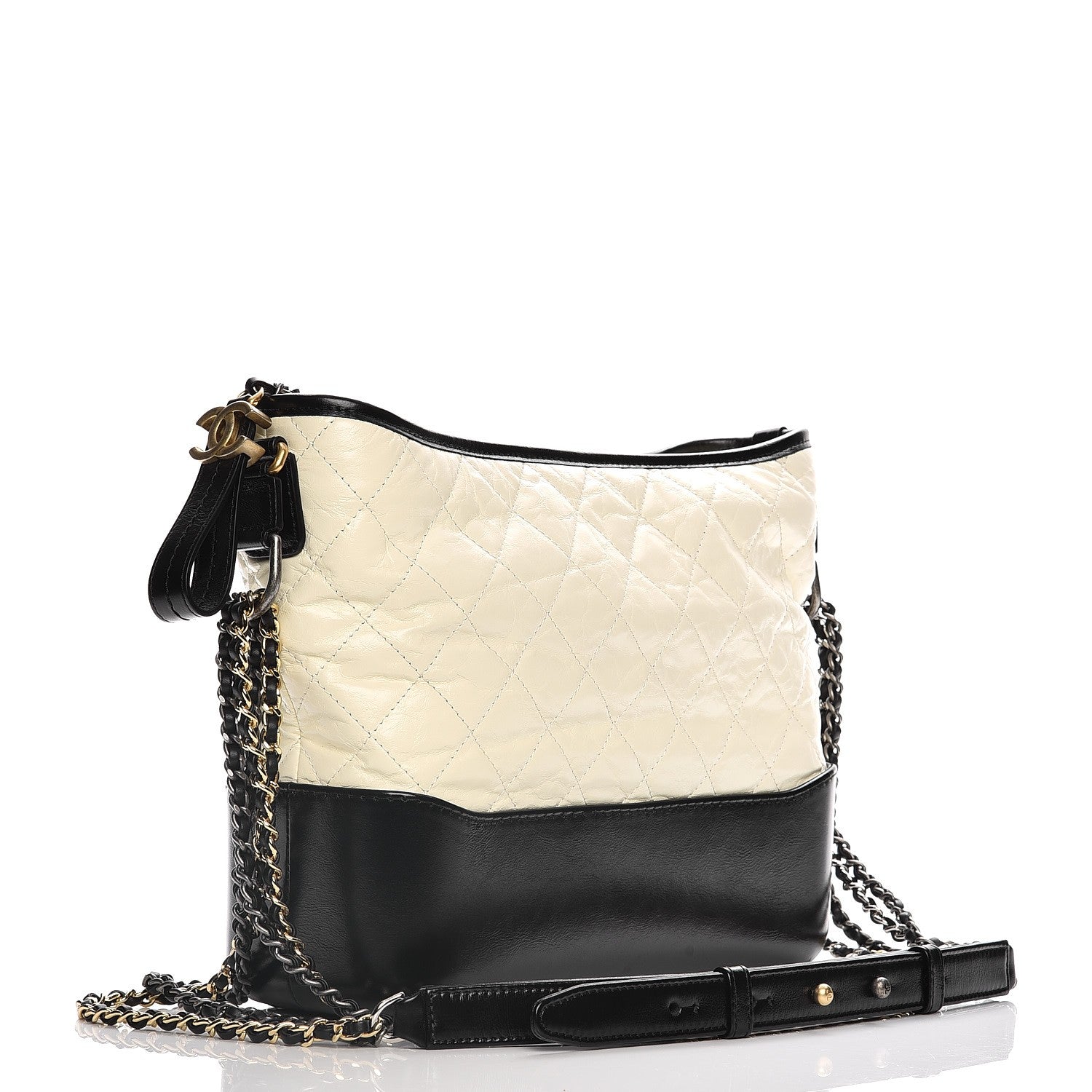 Chanel Calfskin Quilted Medium Gabrielle Hobo Black White 3 of 7