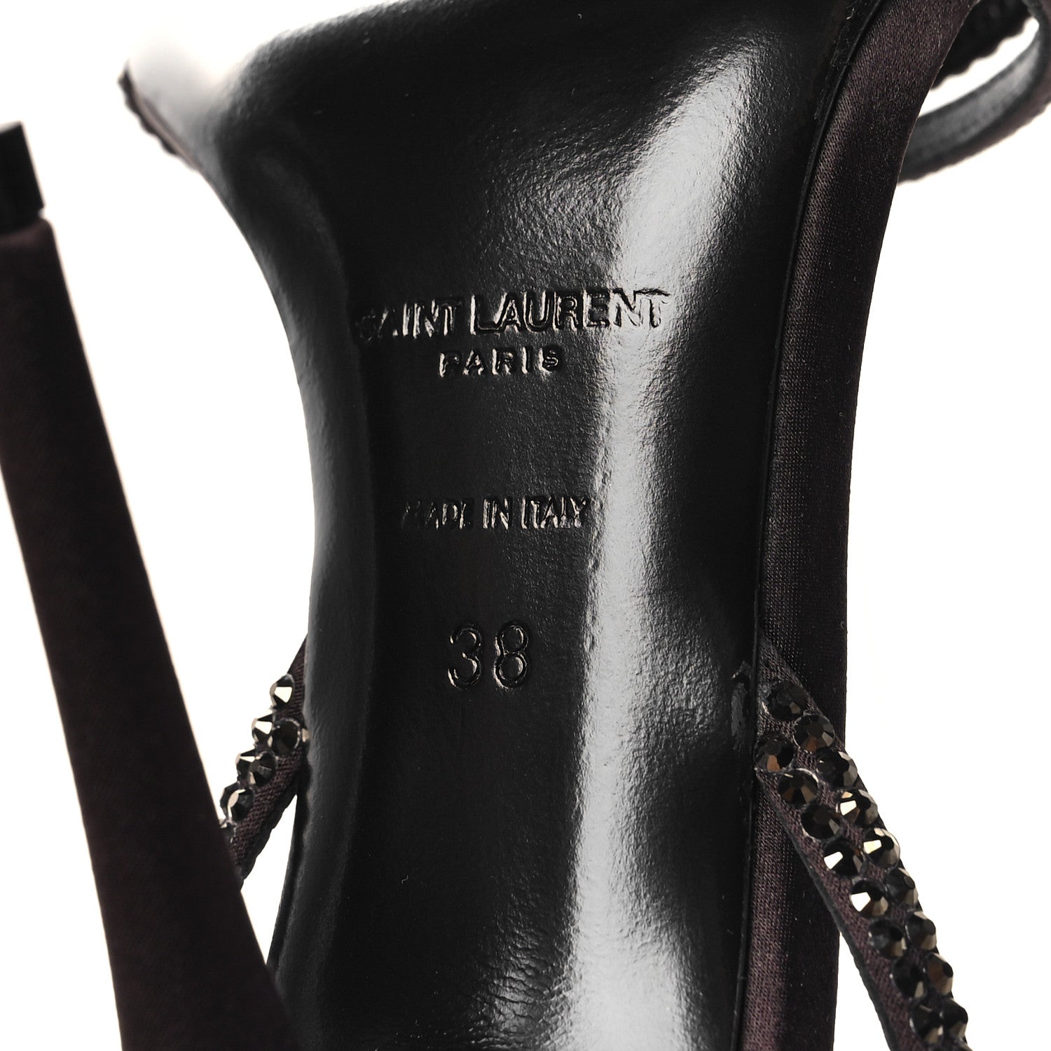 Saint Laurent Satin Crystal Ava 105 Sandals 38 Amaranth 6 of 8