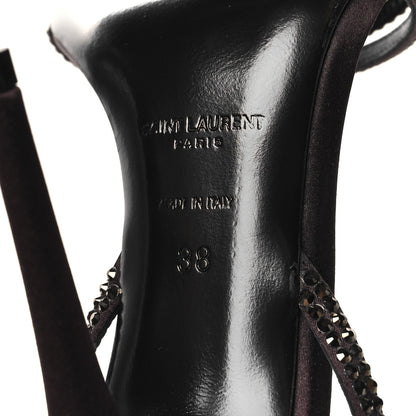 Saint Laurent Satin Crystal Ava 105 Sandals 38 Amaranth 6 of 8