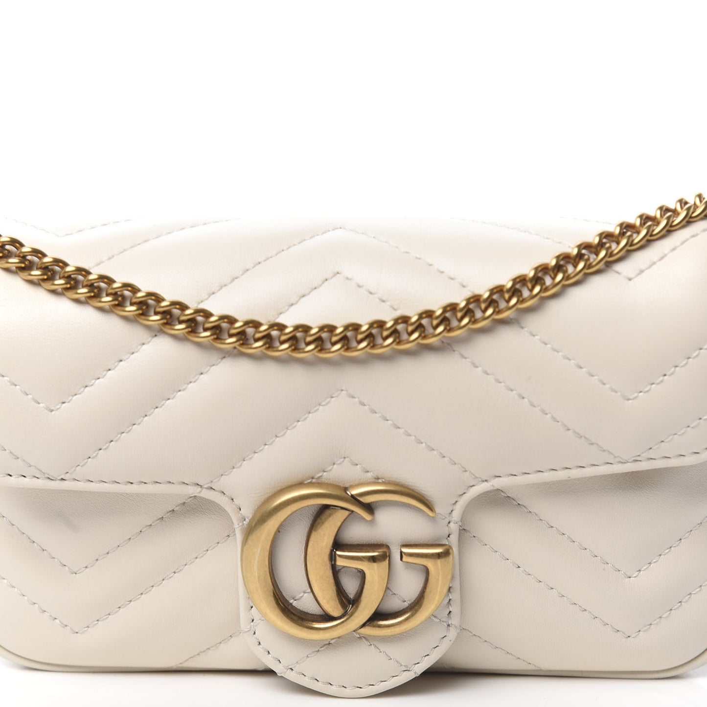 Calfskin Matelasse Super Mini GG Marmont Shoulder Bag White