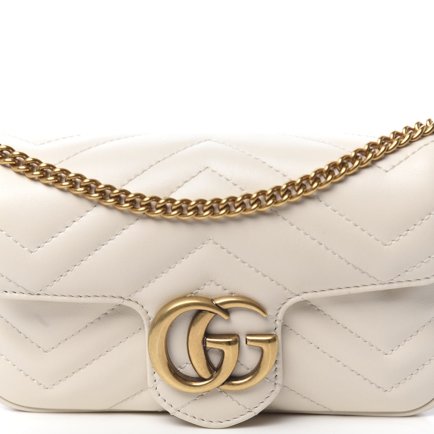 Gucci Calfskin Matelasse Super Mini GG Marmont Shoulder Bag White 10 of 11