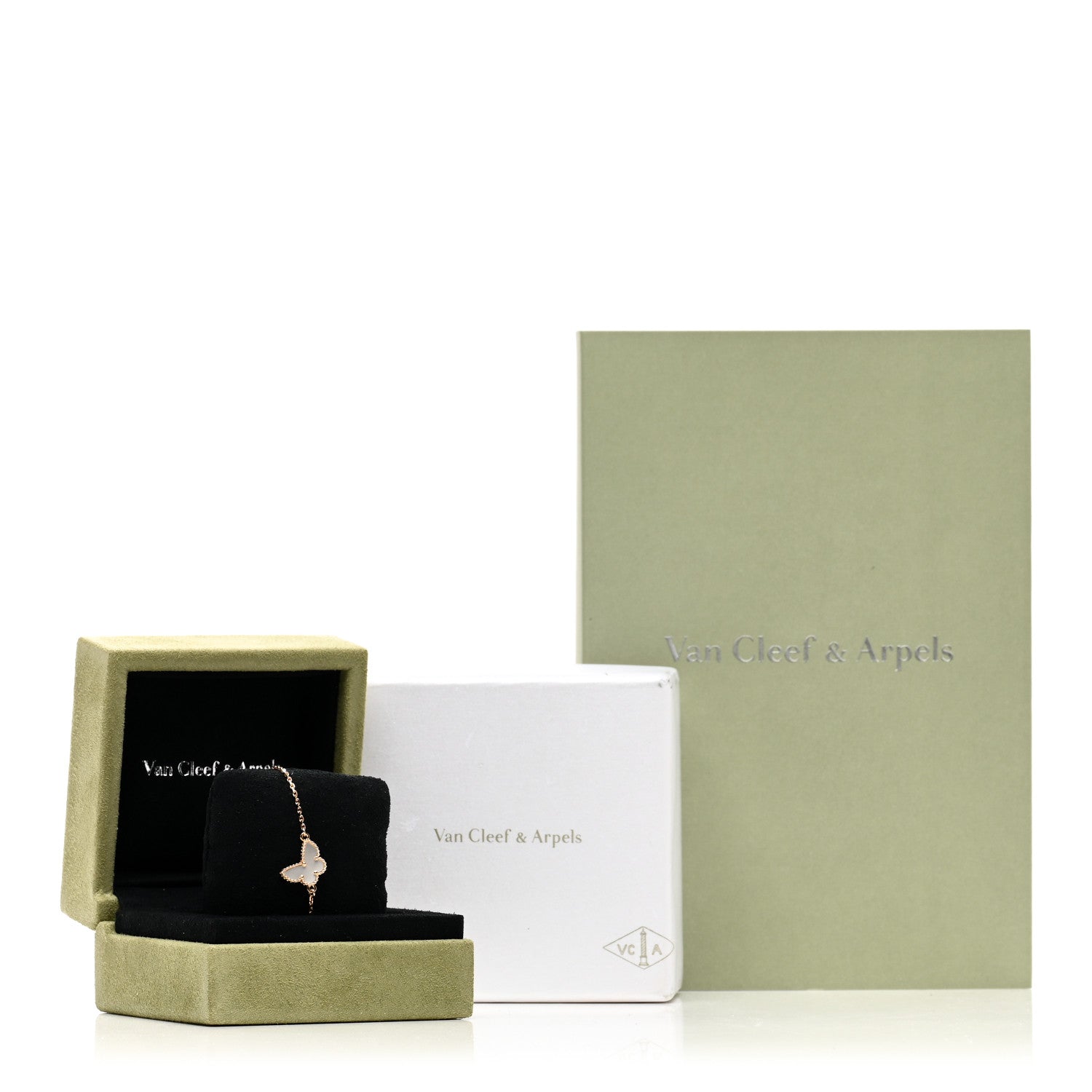 Van Cleef & Arpels 18K Yellow Gold Mother of Pearl Sweet Alhambra Butterfly Bracelet 4 of 4