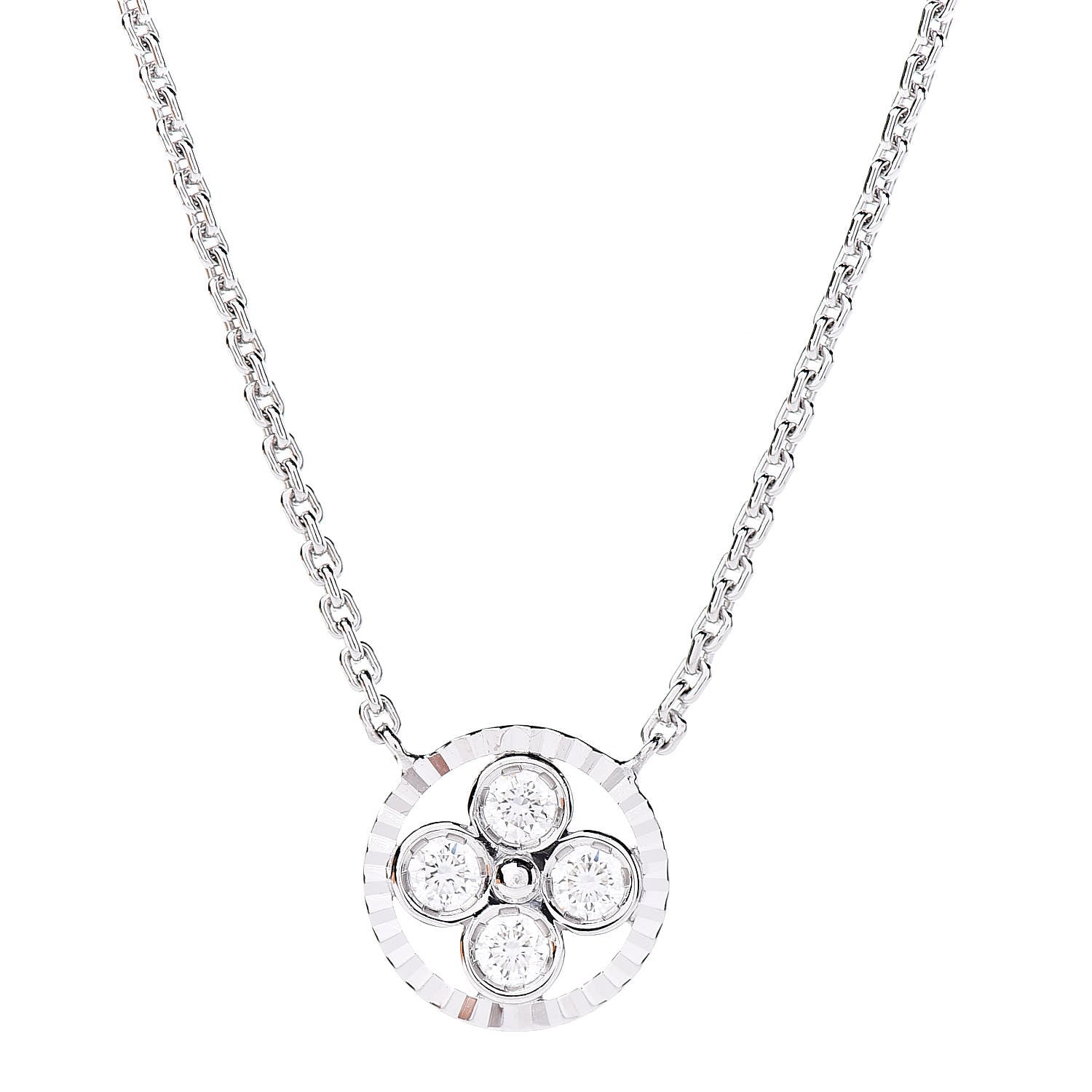 Louis Vuitton 18K White Gold Diamond Blossom BB Pendant Necklace 4 of 7