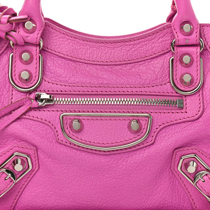 Balenciaga Chevre Silver Metallic Edge Hardware Mini City Rose Fluo 8 of 11