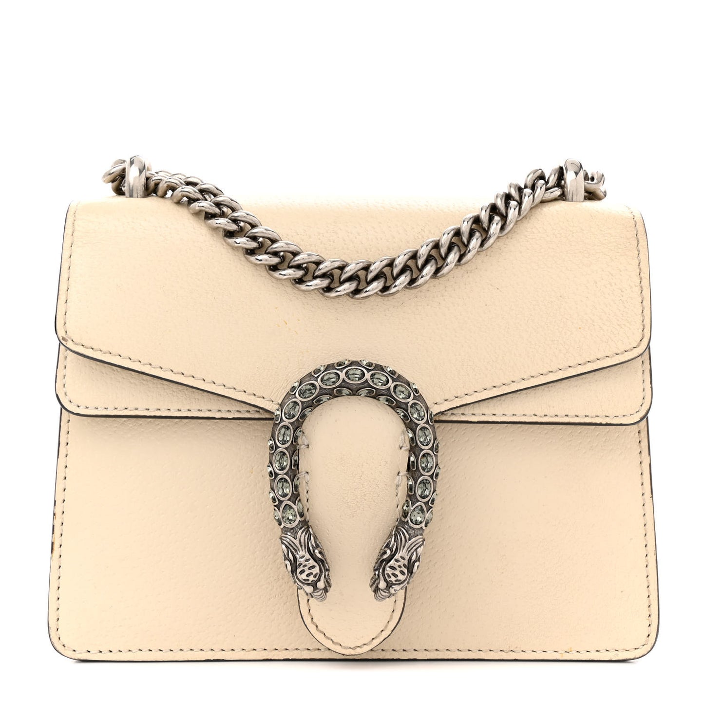 Textured Calfskin Crystal Mini Dionysus Shoulder Bag Mystic White