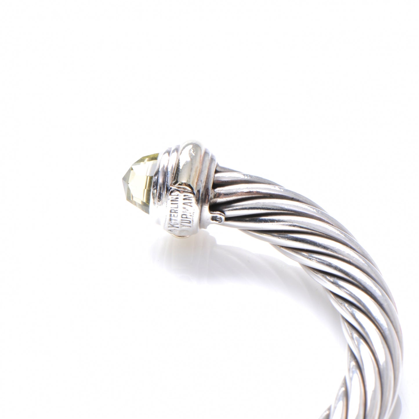 Sterling Silver 14K Yellow Gold Lemon Citrine 7mm Cable Classics Bracelet