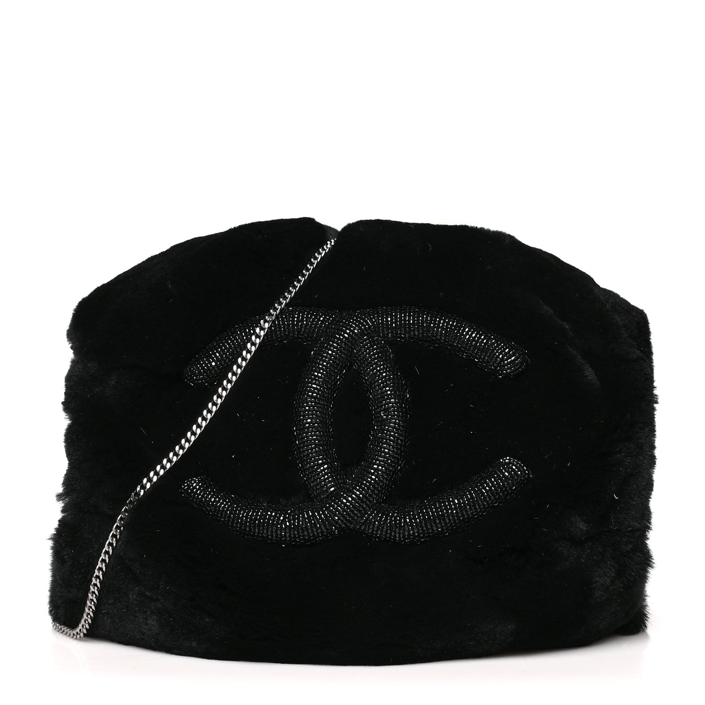 Mink Fur Beaded CC Muff Bag Black