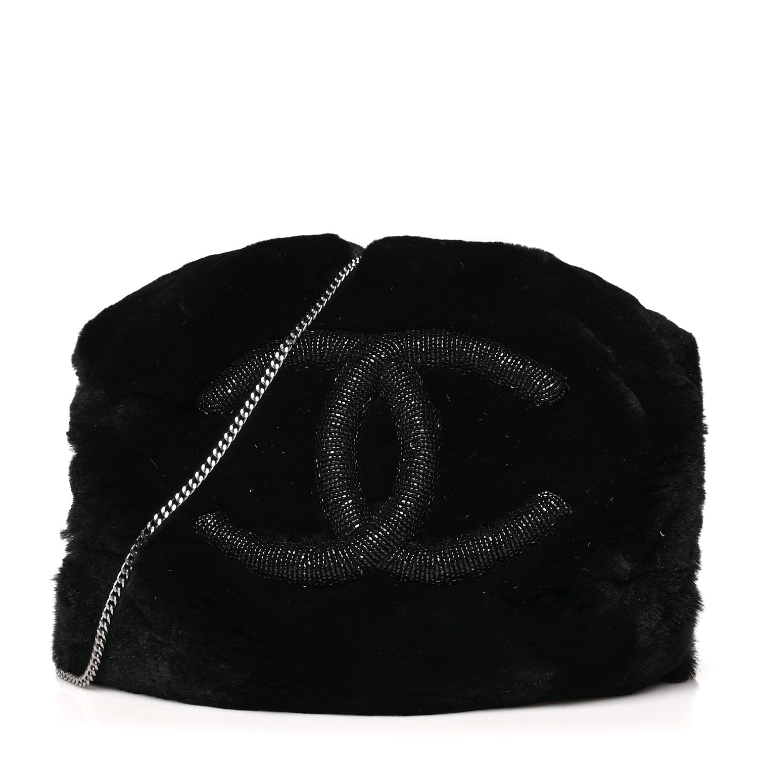 Chanel Mink Fur Beaded CC Muff Bag Black 1 of 9