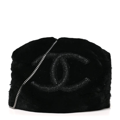Chanel Mink Fur Beaded CC Muff Bag Black 1 of 9