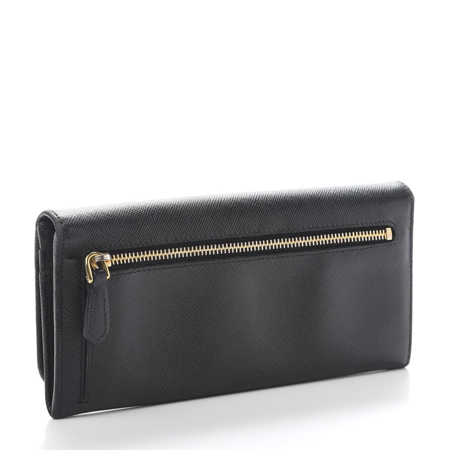 Saffiano Metal Continental Flap Wallet Black