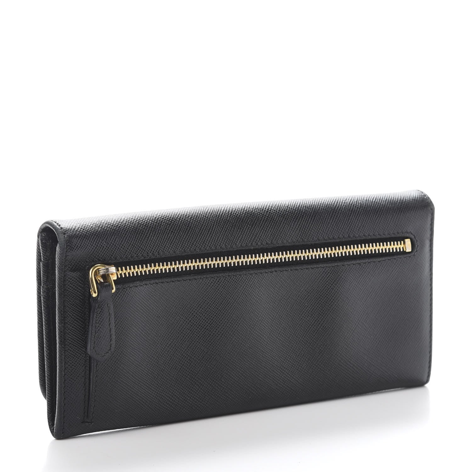 Prada Saffiano Metal Continental Flap Wallet Black 3 of 8