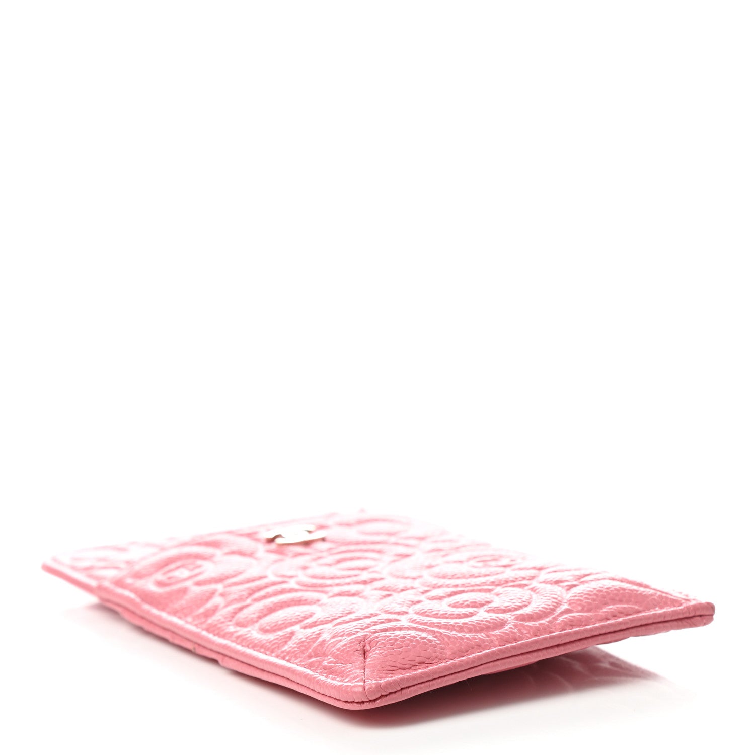 Chanel Caviar Camellia Embossed Classic Flat Wallet Pouch Pink 4 of 8