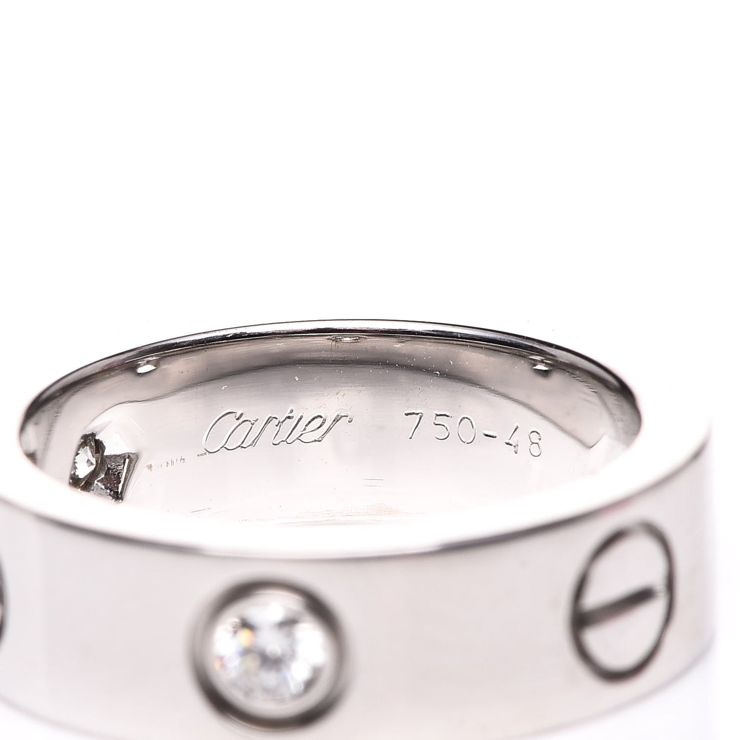 18K White Gold 3 Diamond 5.5mm LOVE Ring 48 4.5