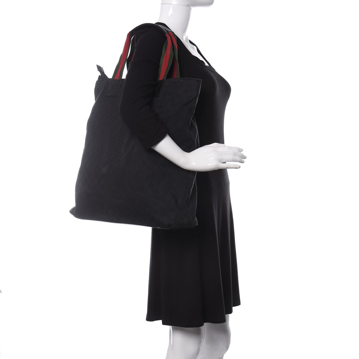 Nylon Monogram Large Web Handle Vertical Tote Black