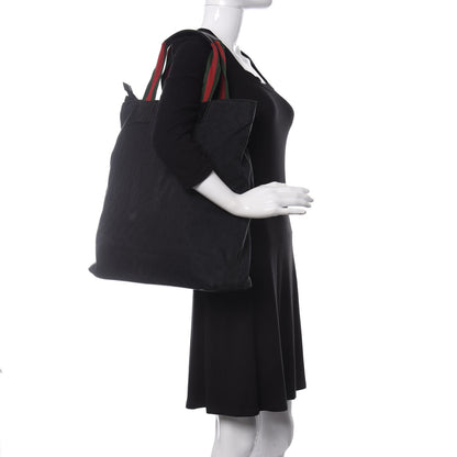 Gucci Nylon Monogram Large Web Handle Vertical Tote Black 2 of 11
