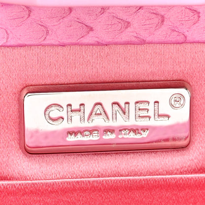 Chanel Iridescent Snakeskin Crystal CC Clutch Rose 6 of 11