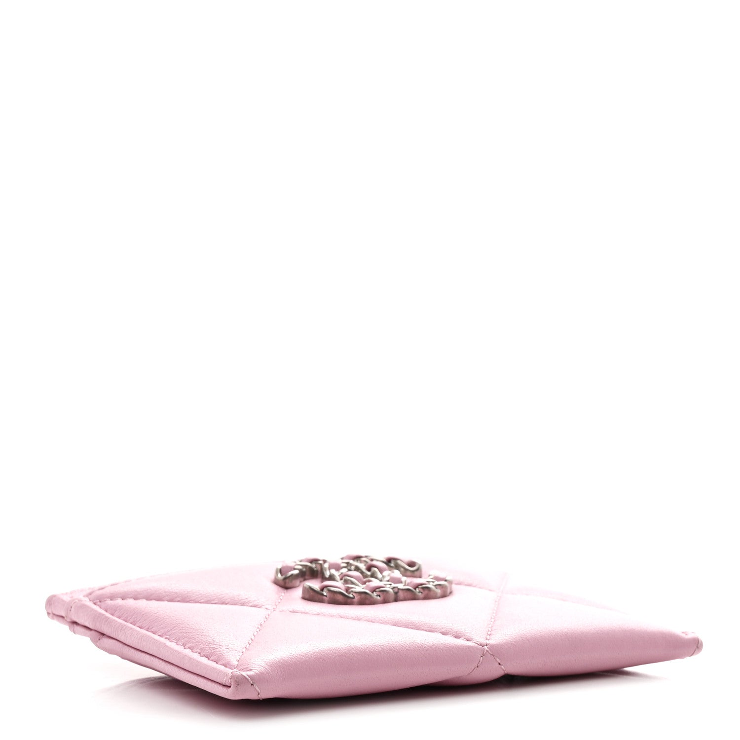 Chanel Lambskin Quilted Chanel 19 Card Holder Dark Pink 4 of 9