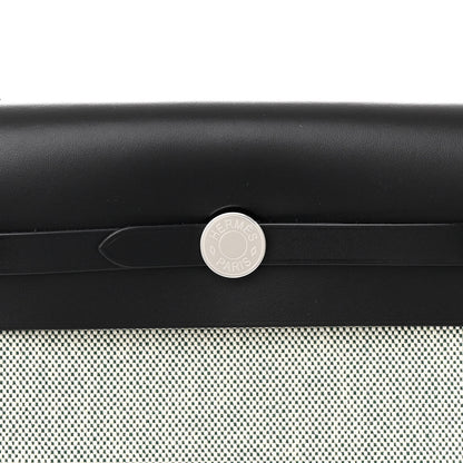 Hermes Military Toile Vache Hunter Herbag Zip Retourne 20 Ecru Vert Moyen Black 8 of 11