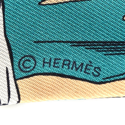Hermes Silk Wow Twilly Bleu Azur Jaune 3 of 4