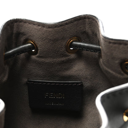 Fendi Wool Vitello Grace Small Houndstooth Mini Mon Tresor Bucket Bag Grigio Anthracite 6 of 10