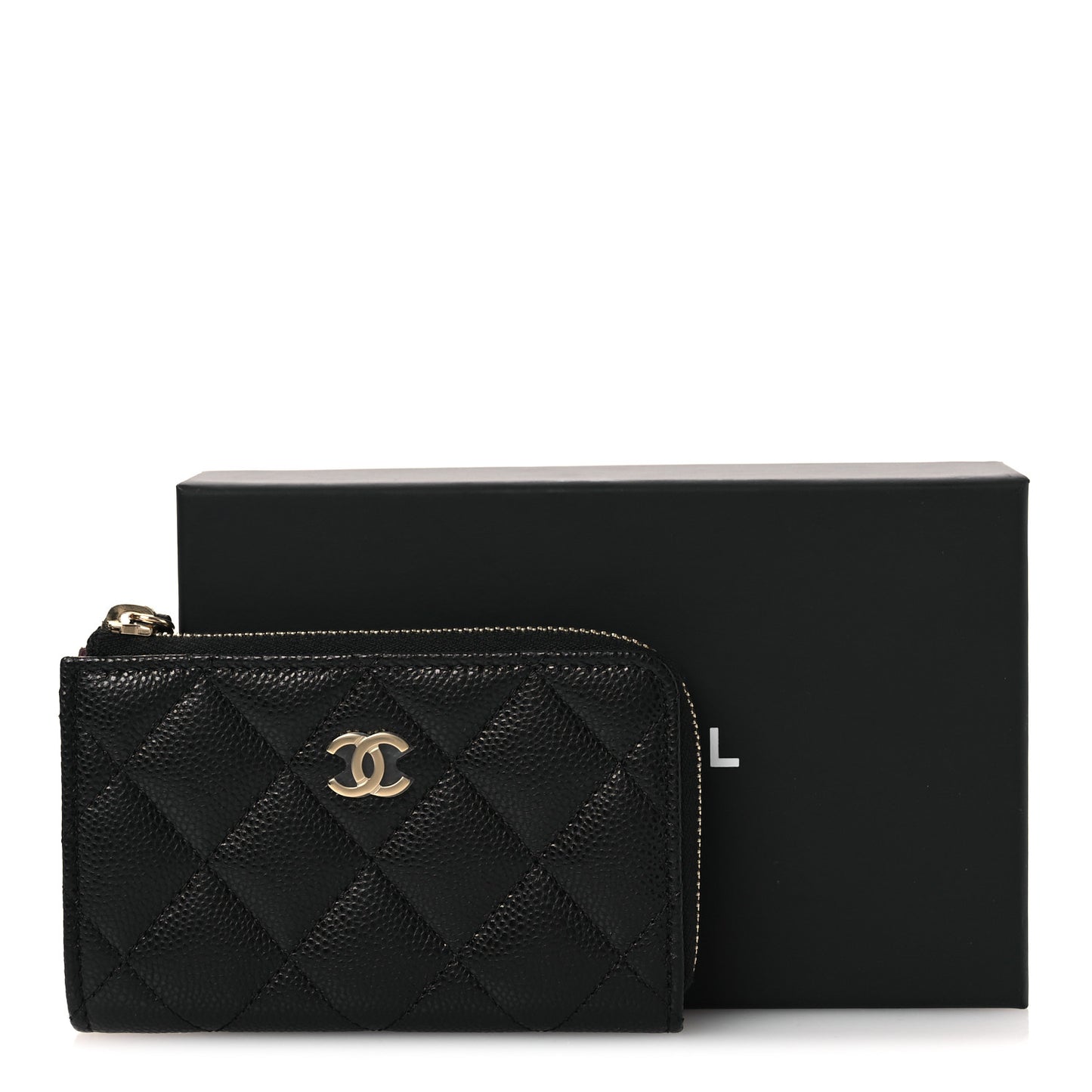 Caviar Quilted Zipped Key Holder Case Black
