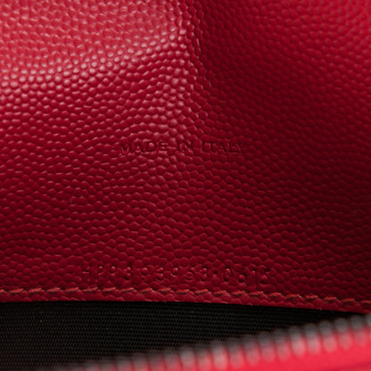 Saint Laurent Grain De Poudre Matelasse Chevron Monogram Envelope Chain Wallet New Red 7 of 8