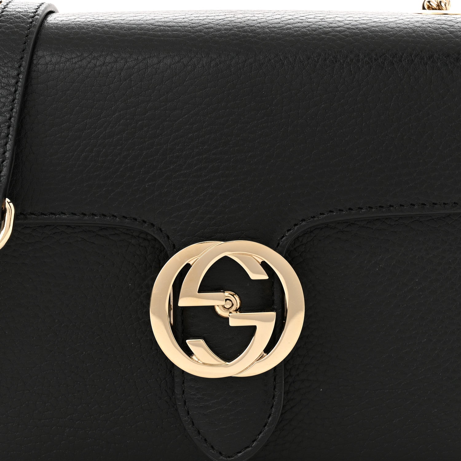 Gucci Dollar Calfskin Small Interlocking G Shoulder Bag Black 8 of 10
