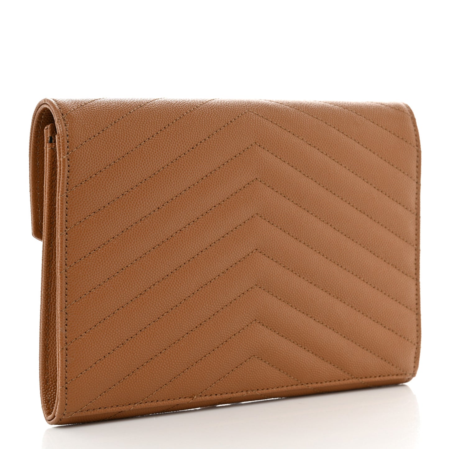 Grain De Poudre Matelasse Chevron Monogram Cassandre Flap Pouch Natural Dark
