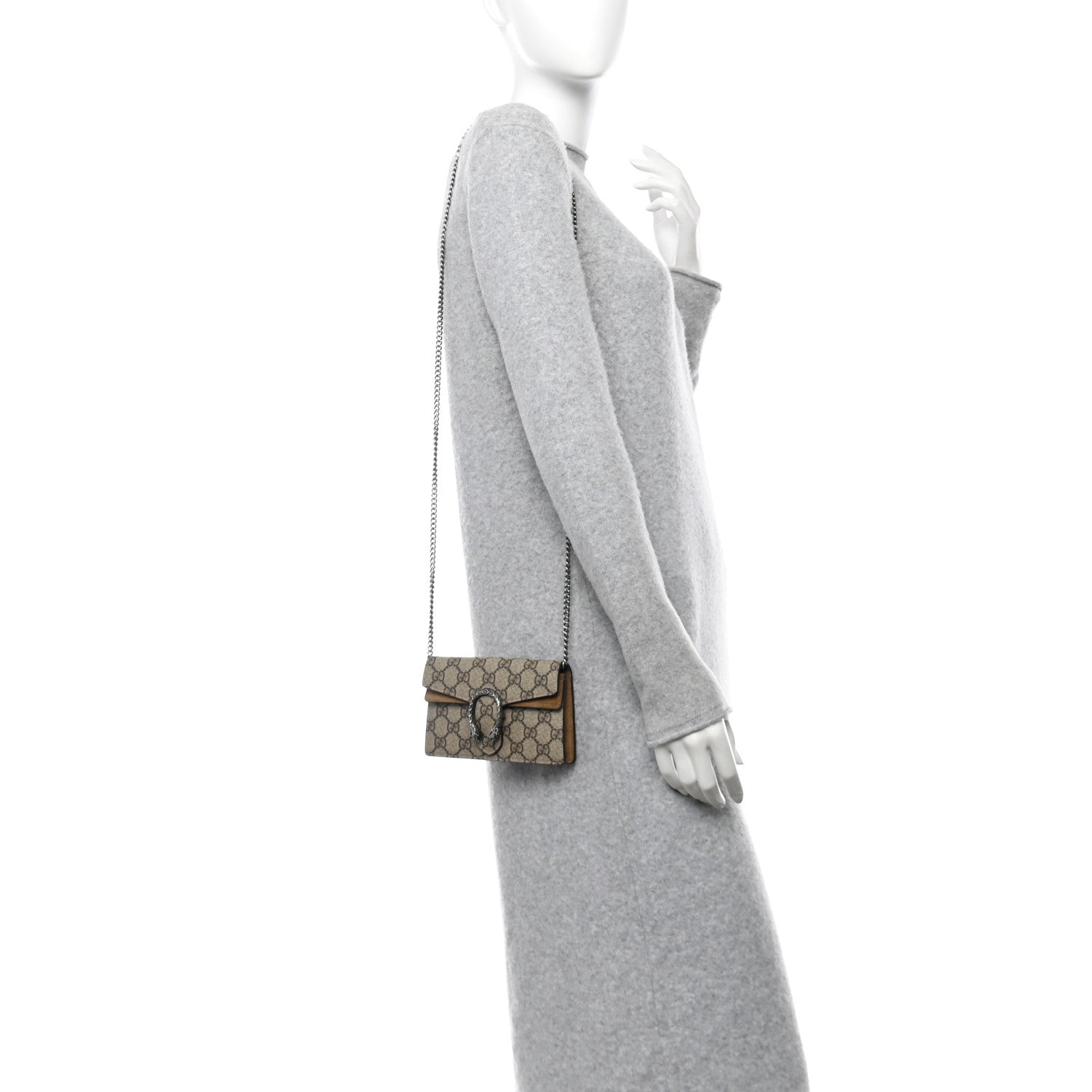 Gucci GG Supreme Monogram Super Mini Dionysus Shoulder Bag Taupe 2 of 11