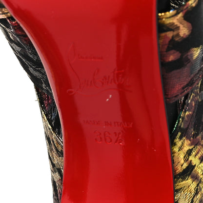 Christian Louboutin Metallic Brocade Bow Samouraissa 100 Mule Sandals 36.5 Black Multicolor 6 of 9