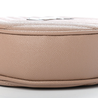 Saint Laurent Grain De Poudre Matelasse Chevron Quilted Round Vinyle Camera Bag Gold Sand 9 of 11