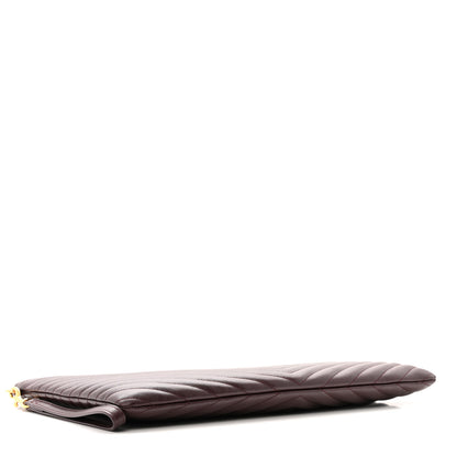 Saint Laurent Calfskin Matelasse Chevron Monogram Document Holder Amaranto 3 of 9