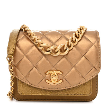 Chanel Metallic Lambskin Caviar Quilted Chain Handle Flap Bronze 1 of 12