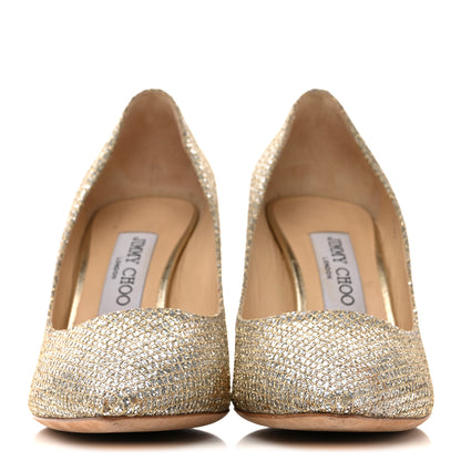 Jimmy Choo Glitter Fabric Romy 85 Pumps 37.5 Champagne 3 of 10
