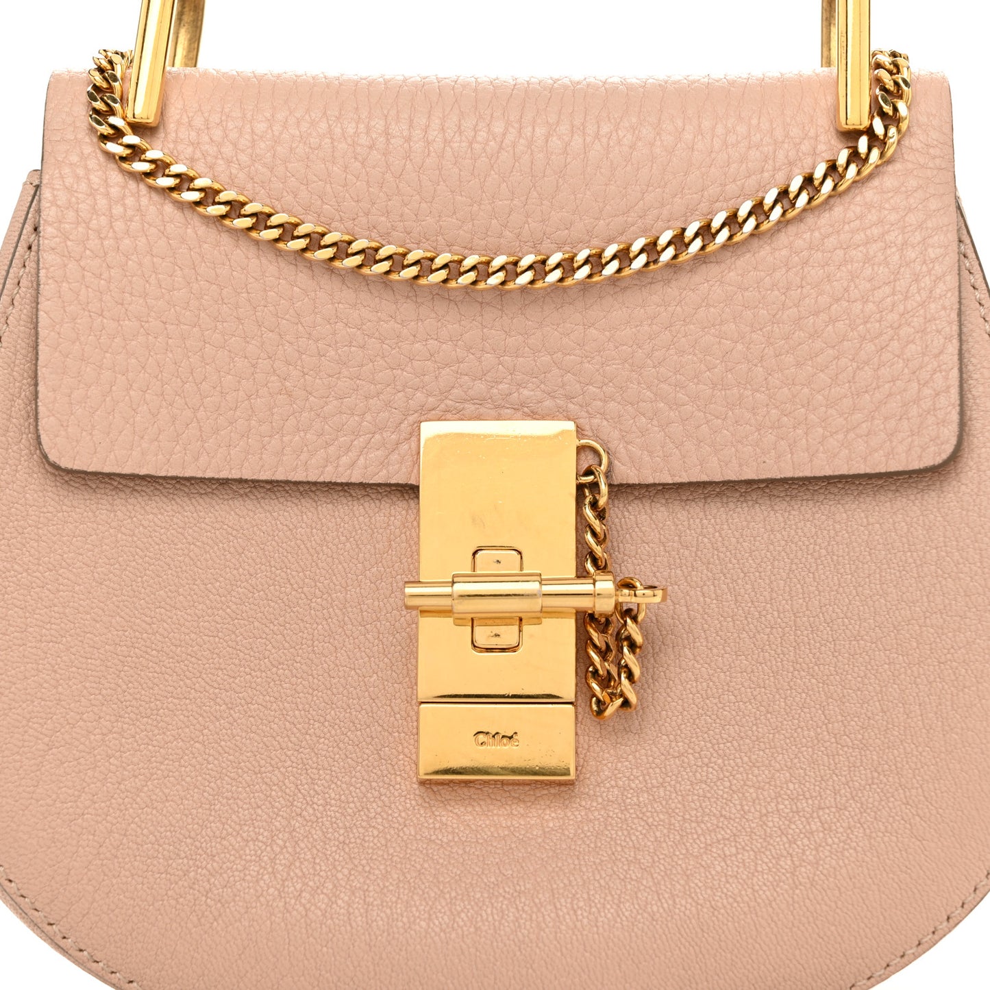 Grained Lambskin Mini Drew Shoulder Bag Cement Pink