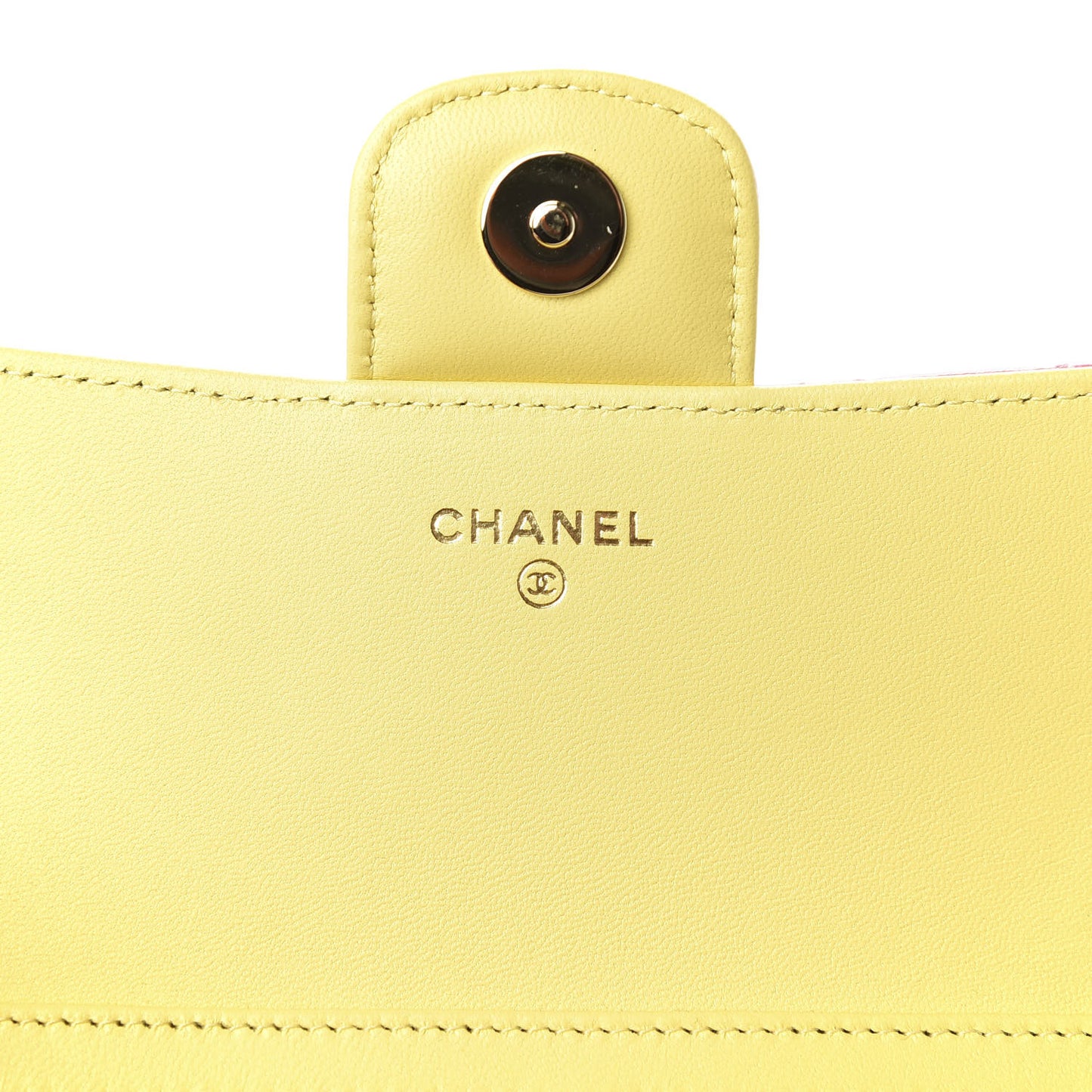Lambskin Quilted Glasses Case With Chain Pink Yellow