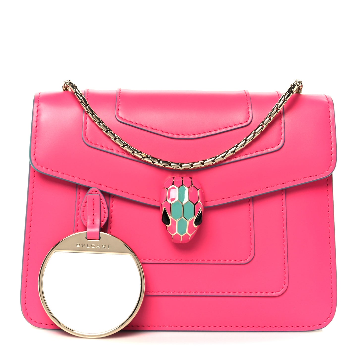Calfskin Small Serpenti Forever Snake Strap Crossbody Bag Pink