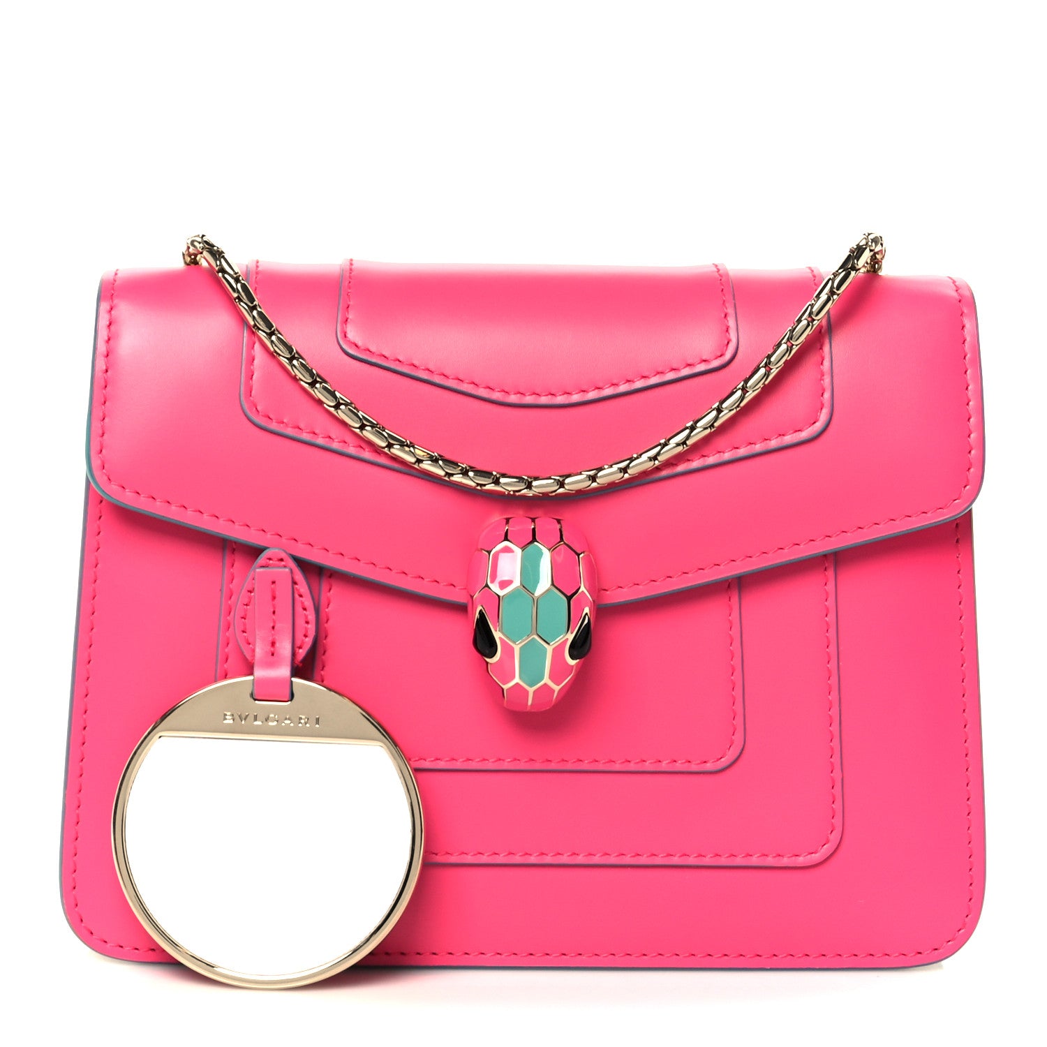 Bulgari Calfskin Small Serpenti Forever Snake Strap Crossbody Bag Pink 3 of 12