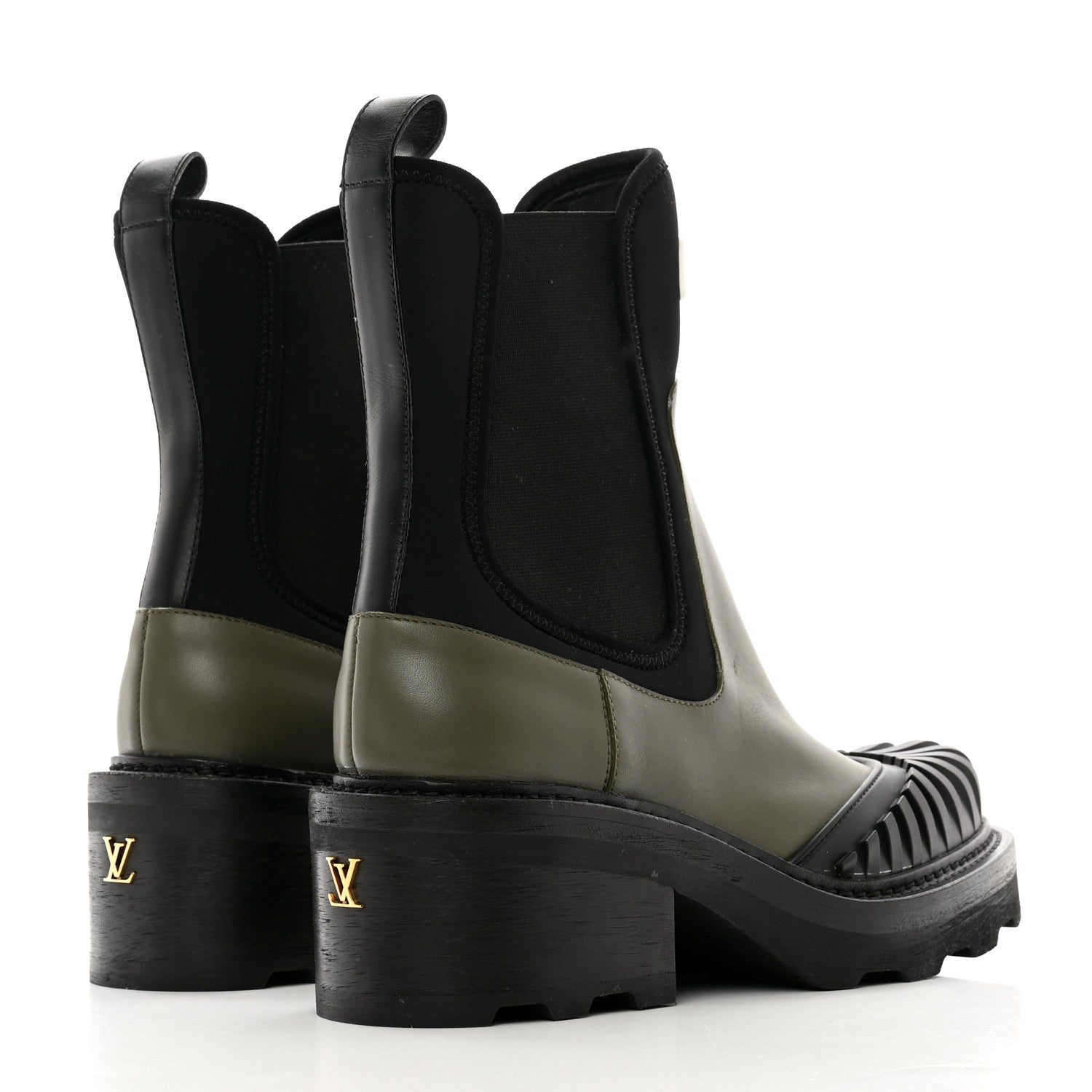 Louis Vuitton Calfskin Beaubourg Ankle Boots 39 Black Green 4 of 8