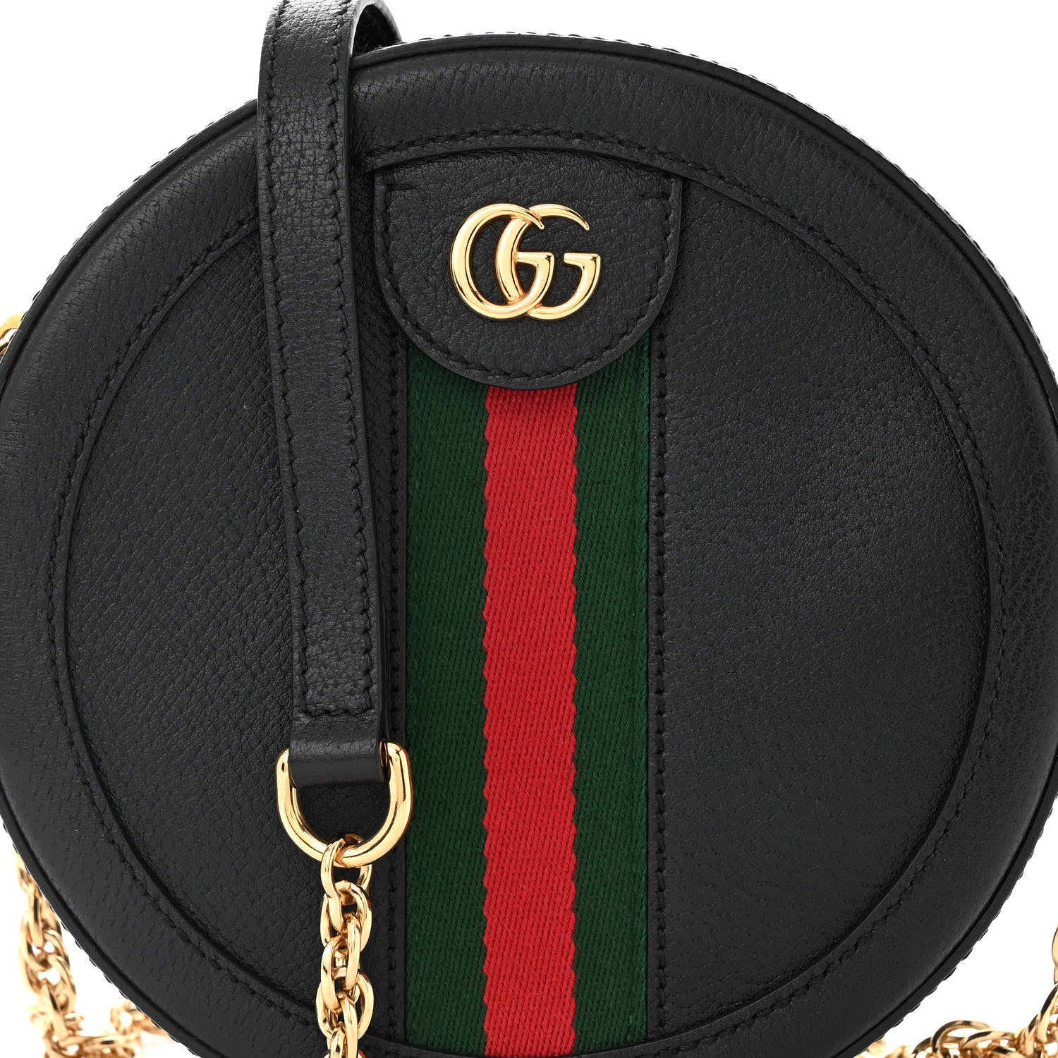 Gucci Grained Calfskin Web Mini Ophidia Round Shoulder Bag Black 8 of 12