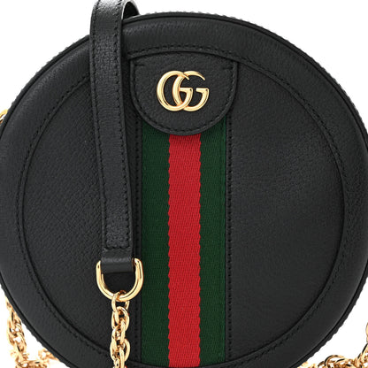 Gucci Grained Calfskin Web Mini Ophidia Round Shoulder Bag Black 8 of 12