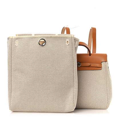 Hermes Toile Vache Calfskin Herbag 30 PM Backpack Natural 2 of 15