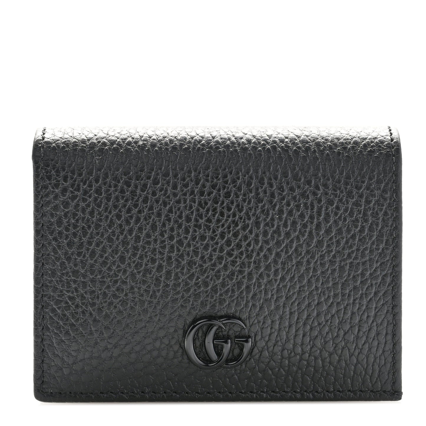 Dollar Calfskin Enamel Monochrome GG Marmont Card Case Black