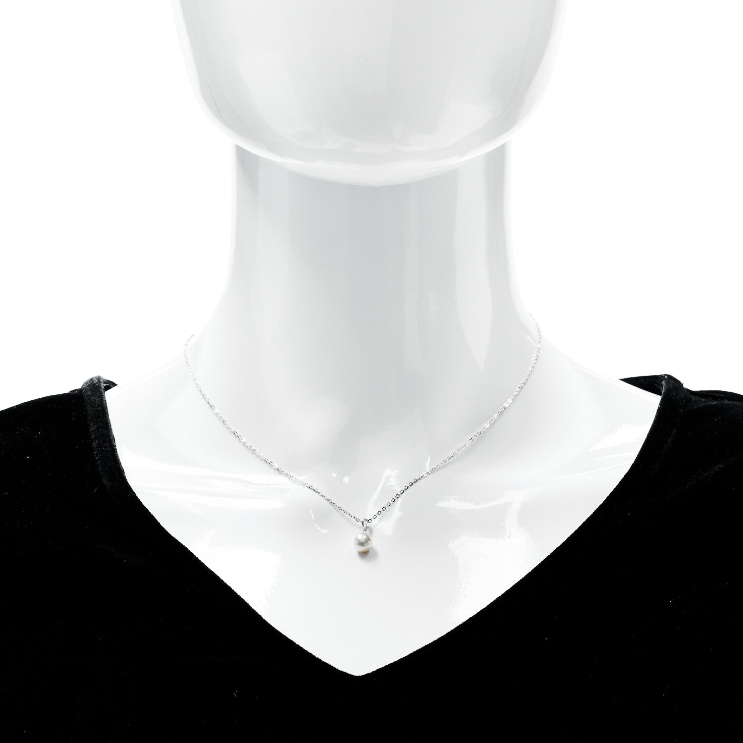 Mikimoto 18K White Gold Diamond Akoya Pearl 6mm Drop Pendant Necklace 2 of 7