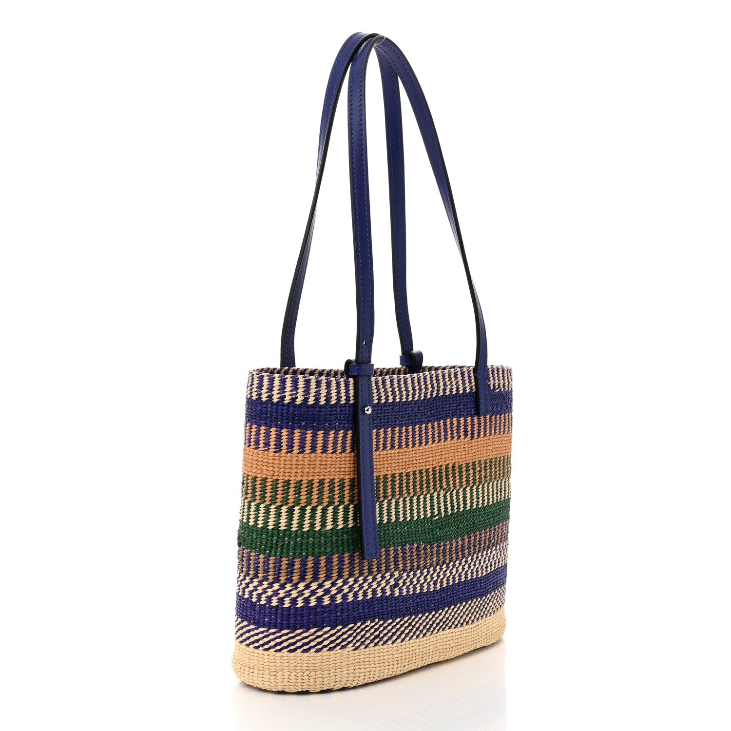 Loewe Raffia Small Square Basket Tote Bag Blue Multicolor 3 of 9