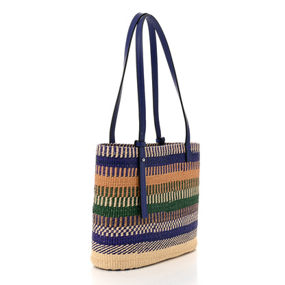 Loewe Raffia Small Square Basket Tote Bag Blue Multicolor 3 of 9