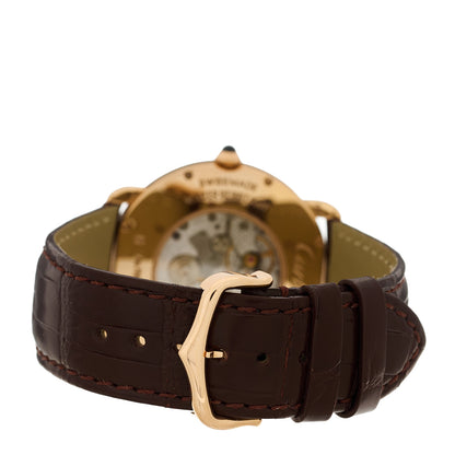 Cartier 18K Pink Gold Alligator 36mm Ronde Louis Manual Winding Watch Brown 3 of 5