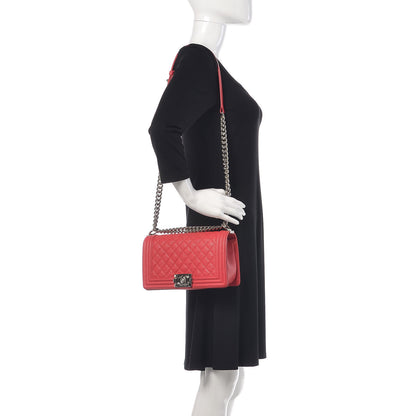 Chanel Caviar Quilted Medium Boy Flap Light Red 2 of 10