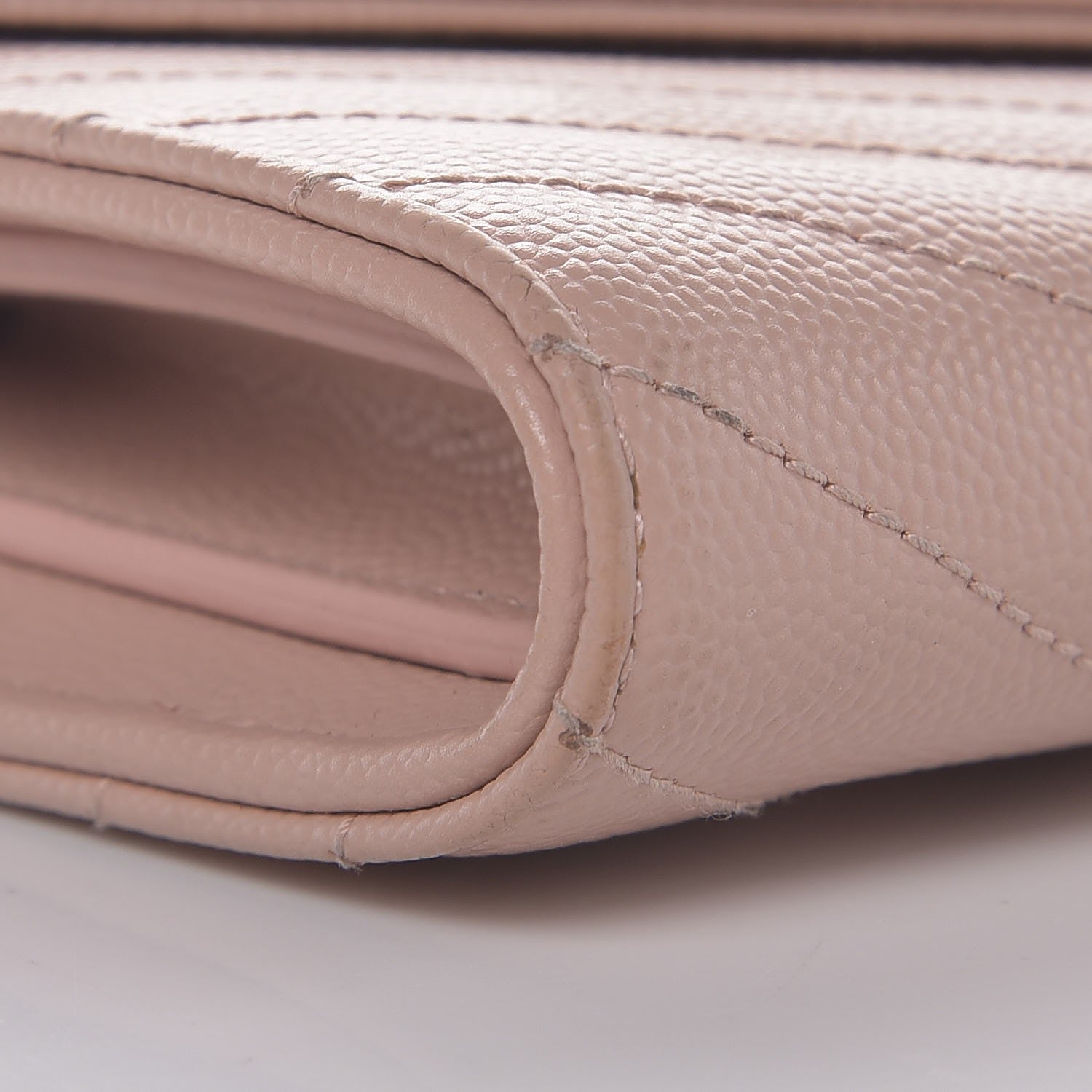 Saint Laurent Grain De Poudre Matelasse Chevron Monogram Wallet Pale Pink 9 of 12
